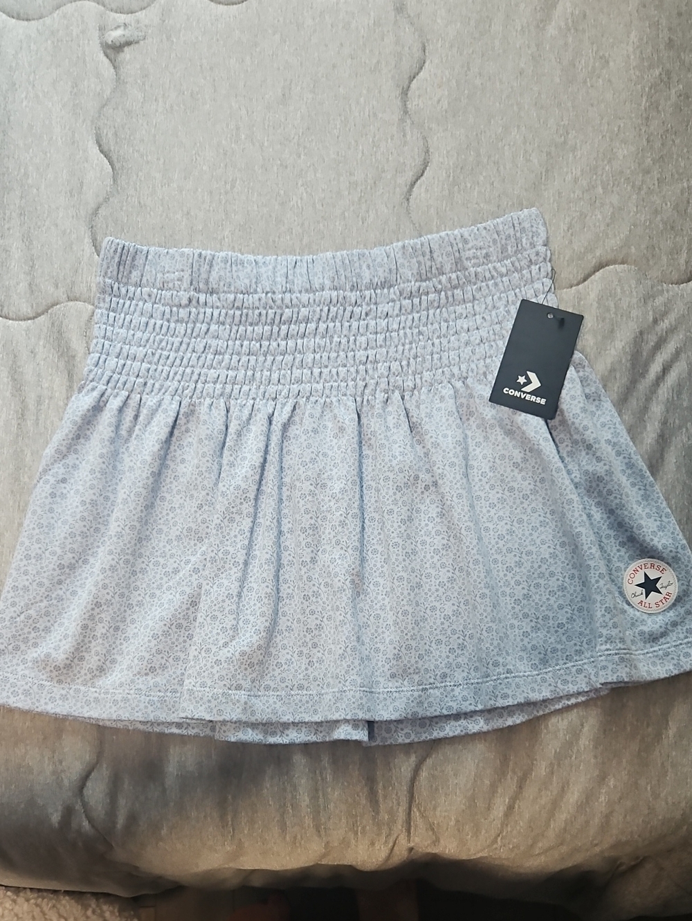 Converse Pale Blue Mini Skirt with Smocked Waist